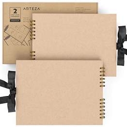 ARTEZA Album Portafoto per Scrapbooking 21,5x28cm Set da 2, Copertina Artigianale, 40 Fogli Neri, Rilegato ad Anelli, 250gsm per Fai da Te, Anniversario, Libro Matrimonio, Viaggio, Compleanno, Regalo - 1