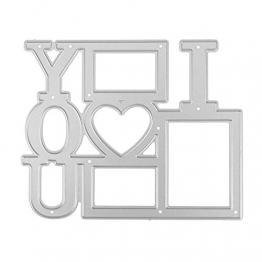 Demiawaking fustelle in metallo, stencil cornici per artigianato fai da te scrapbooking Arts di nozze decorazioni di Natale I LOVE YOU Frames - 1