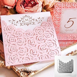 Fustelle per goffratura fai da te, fustelle in metallo a forma di rosa, per fai da te, scrapbooking, goffratura, biglietti di carta, stencil - argento - 1