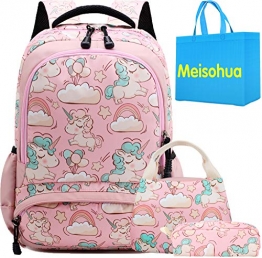 Unicorno Zaino Scuola Elementare Impermeabile Zaini Bambino Sacchetti di Scuola Per Ragazze leggero campeggio borse casual Daypacks per adolescenti studenti 3 pezzi Rosa - 1