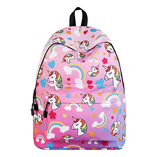WAWJ Store Unicorno Zaino 2019 Scuola Borse Leggero per Bambini Zaino Casual per Ragazzi Adolescenti Ragazze (Rosa)