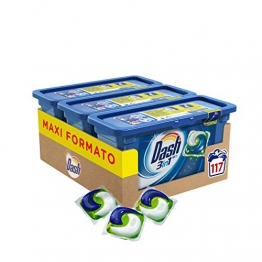 Dash PODS 3in1 Detersivo Lavatrice in Monodosi Regolare, Maxi Formato 3 x 39 da 117 Lavaggi, Tripla Azione Combinata, Rimuove le Macchie, Lava e Dona Brillantezza - 1