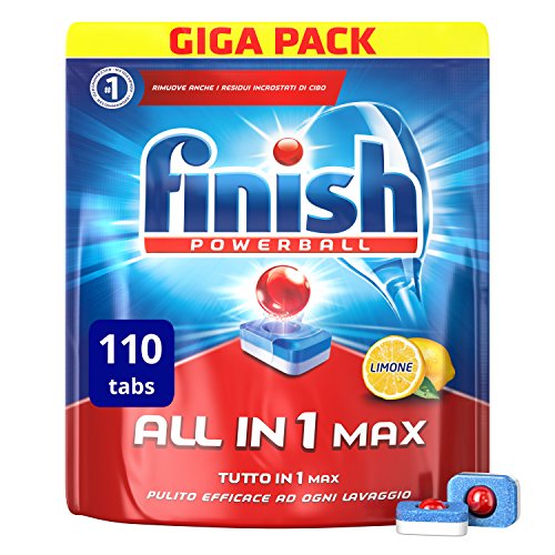 Finish All in 1 Max Pastiglie Lavastoviglie, Limone, 110 Capsule