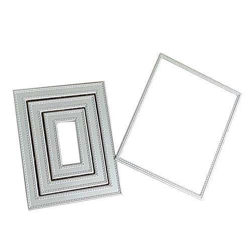 Fustelle rettangolari in metallo cucito, per scrapbooking, biglietti, album fotografici, Silver, taglia unica