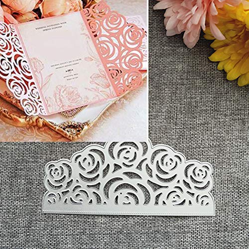 Huhuswwbin, fustelle in metallo, fustelle a forma di rosa, per scrapbooking, fai da te, album di ritagli, biglietti, stencil – argento, strumento per goffratura per biglietti, scrapbooking, fai da te