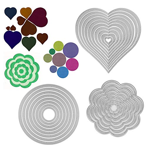 MEJOSER 25 Pezzi Fustelle Stencil Cutting Dies Fustella Fiori Cerchio Cuore per Scrapbooking Fai da Te Album Goffratura Inviti Biglietti Carta