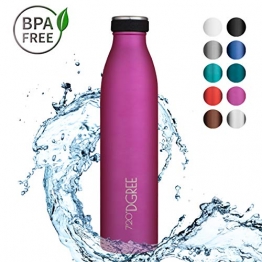 720°DGREE Borraccia Acqua Termica "milkyBottle" - 750 ml, Fucsia, Pink | Bottiglia Acciaio Inox Isolamento a Vuoto | Senza BPA - 1