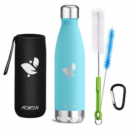 Aorin Doppia bottiglia per vuoto in acciaio inossidabile, processo di verniciatura a polvere, resistente ai graffi, facile da pulire.(Menta-500ml) - 1