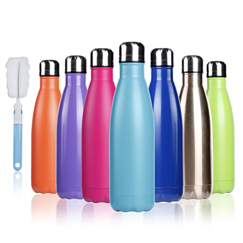 BOGI 500ml doppia parete in acciaio inox coibentato bottiglia di acqua, mantiene il vostro Bevanda calda & fredda Perfetto per campeggio di sport esterni escursionismo escursioni in bicicletta(pink)