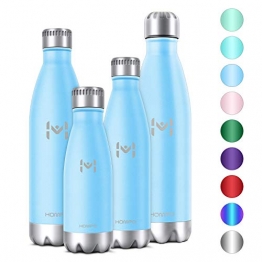 HOMPO Bottiglia Acqua in Acciaio Inox Borraccia Termica Isolamento Sottovuoto a Doppia Parete,Privo di BPA & Leakproof, Borracce per Bambini, Bici, Palestra(Blu, 500ml) - 1