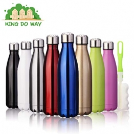 king do way Portatile Borraccia in Acciaio Inox, Termica Bottiglia d'Acqua Sportive 500ml per Mantenere Caldo e Freddo, con Spazzola di Pulizia (Viola) - 1