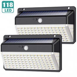 Luce Solare LED Esterno 118LED, Yacikos【Ultimi Risparmio Energetico Verde -1000 lumen】Lampada Solare con Sensore di Movimento 2200mAh Luci Esterno Energia Solare Impermeabile con 3 Modalità - 2 Pezzi - 1
