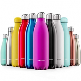 Proworks Bottiglia Acqua in Acciaio Inox, Senza BPA Vuoto Isolato Borraccia Termica in Metallo per Bevande Calde per 12 Ore & Fredde 24 Ore, Borraccia per Sport, Lavoro e Palestra - 1000ml - Rosa - 1