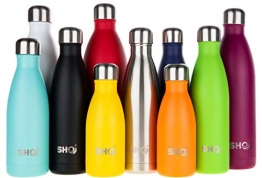 SHO Bottle - Bottiglia Acqua - Bottiglia in Acciaio Inossidabile per Acqua con Isolamento Sottovuoto Doppia Parete - 24 Ore Freddo & 12 Caldo - Senza BPA (Stainless Steel 2.0 - Powder Coated, 500ml) - 1
