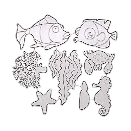 ZANPOON Fustelle Figura della Carte Decorative Bordi Metallici Stencil per Greeting Card Copertura goffratura Stencil Fai da Te Scrapbooking Album (Sea World)
