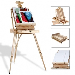 Artina Cavalletto tripode per Pittura Madrid - da Tavolo o da Campagna - Cassetta Valigetta Integrata - Legno di Pino - 1