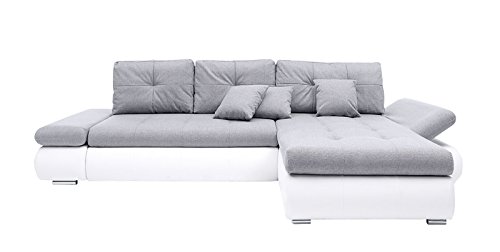 AVANTI TRENDSTORE – Divano ad angolo in pelle sintetica bianca, ca. 303x88x175 cm