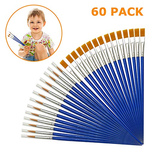 AYE 60 Pezzi Professionali Pennelli da Pittura Bambini Paint Brush Set per Principianti, Artisti – Nylon, Blu