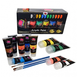 Crafts 4 All - Pittura acrilica professionale, set da colori acrilici XL (75 ml), kit per pittura su tela, legno, argilla, tessuto, unghie, ceramica e artigianato. Per studenti e professionisti - 1