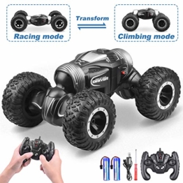 ETEPON Macchina Telecomandata, 2.4Ghz RC Auto 4WD Stunt Car, Deformazione ad Alta Velocità Macchina Radiocomandata per Bambini Giocattoli - EQ70 (Nero) - 1