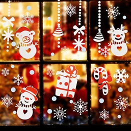 Natale Vetrofanie, Decorazione Per Finestre Vetri-Autoadesive Smontabile Adesivo Fiocco di Neve Natale Porta Finestra Sticker Murale Decal - 1