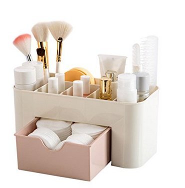 Yolandabecool – Organizer/espositore da tavolo per cosmetici, con cassetto, A, rosa, 1