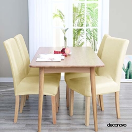Deconovo Coprisedie con Schienale 4 Pezzi Elasticizzato Fodera Coprisedia Universale in Velluto Elegante per Sedia da Ufficio Beige - 1