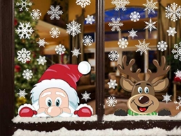 heekpek Adesivi per Finestre Decorazioni per Finestre con Focchi di Neve Adesivi per Babbo Natale Adesivi in PVC Atossici Decorazioni Natalizie per la Casa e Il Commercio - 1
