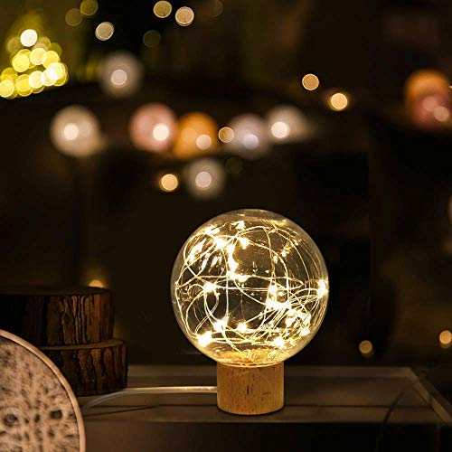 Lampada da Notte, TONWON Lampada USB led con Supporto in Legno di Faggio, lampada Ntturna per Casa, Eccellente Lampada da Notte per Decorazione di Camera