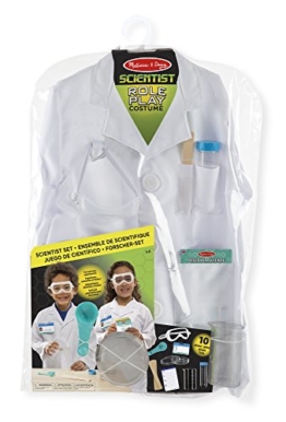 Melissa & Doug- Costume da Scienziato Set Gioco di Ruolo, Colore Bianco, Taglia Unica, 18536 - 1