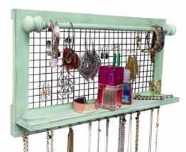 SoCal Buttercup - Organizer per gioielli con asta per bracciale, Legno robusto, Shabby Chic, 17" by 12" - 1