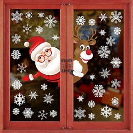 Tuopuda Natale Adesivi Finestre Natale Vetrofanie Addobbi Natale Adesivi Porta Murali Sticker Decorazione Babbo Natale Adesivo Rimovibile Statico Adesivi(Multicolore) - 1