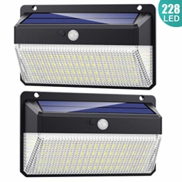 Lampade Solari a da Led Esterno,【Super Luminosa 228LED-2200mAh】AOPAWA Luce Solare Sensore con Movimento 3 Modalità di 270ºIlluminazione, Luci Solari Impermeabile IP65 per Giardino -2 Pezzi - 1