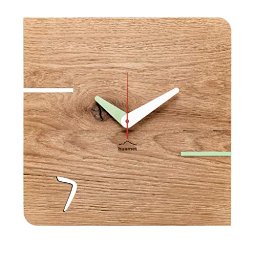 huamet. Orologio da Parete KONTUHR, Rovere – Vero Legno, Design Unico, Silenzioso e Senza ticchettio – Prodotto di qualità Made in Alto Adige – CH51-D-02