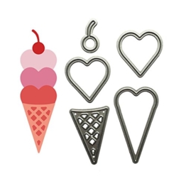 Demiawaking Cono Gelato Fustella Cutting Die per DIY Scrapbooking Album Foto Segnalibro Taglio del Mestiere Goffratura Stencil Biglietti e Buste - 1