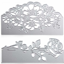 Fustelle in acciaio al carbonio a forma di rosa, 2 pezzi, per fai da te, album di carta, biglietti, scrapbooking - 1