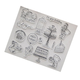 Kofun DIY Scrapbooking Francobolli Foil Carta regalo fai da te Artigianato per Scrapbooking Photo Album Decor fai da te Timbro in silicone + struttura in acciaio al carbonio Buon compleanno - 1