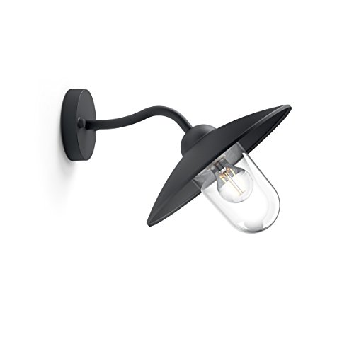 Philips Lighting Wall Light Hammock Lampada da Parete Plafoniera Illuminazione Giardino Ambienti Esterni Design Vintage Black Edition, Nickel, 30 x 37 x 24 cm