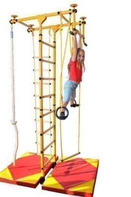 Spalliera, Indoor Impalcatura Arrampicata, Attrezzo sportivo, 6 Colori, 3 altezza della stanza. direttamente dal produttore, max. Tenuta potenza 130 kg - giallo, per Altezza Stanza von 240-290cm - 1