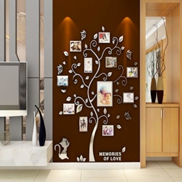 Asvert Adesivo Murale Albero Acrilico 3D Adesivo Murale Facile da Installare e Applicare Adesivo Decorativo Fai da te Decorazioni per la casa. Foglie Blu con Cornici a Sinistra. Gattino d'argento. - 1