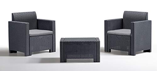 Bica 9073.4 Set Nebraska Salottino 2 Posti, Antracite, 155 x 150 x 79 cm