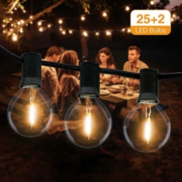 Catena Luminosa Esterno, Litogo 9,5m Luci da Esterno LED Catene Luminose per Esterni con 25+2 G40 Filo Lampadine Luminarie Lucine da Esterno Decorative per Giardino Natale Terrazza Matrimonio Partito - 1