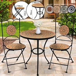 Jago Tavolo e Sedie Mosaico - Set Rotondo o Quadrato, 2 Sedie, in Ceramica, Struttura in Acciaio, Modello a Scelta - Set Mobili da Esterno, Giardino, Tavolino e Sedie da Balcone - 1