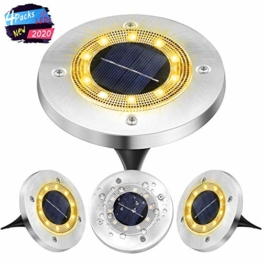 Luci Solari Esterno Giardino Faretti Led,VIRIDI 4 pezzi 10 Led Faretto Incasso Luce Calda Energia Solare Wireless Terra Lampade da Sicurezza 600mah Batteria per Vialetto Scala Paesaggio Strade Aiuola - 1