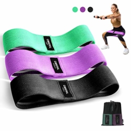 OMERIL Bande Elastiche di Resistenza, Set Fasce Elastiche Fitness in Tessuto (3 Pezzi) con 3 Livelli di Resistenza, Bande Fitness Resistenza Antiscivoli per Esercizi Glutei, Yoga, Pilates, Palestra - 1