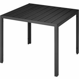 TecTake 800587 - Tavolo da Giardino, Robusta Intelaiatura in Alluminio, Pannelli dall’Effetto Legno - Disponibile in Diversi Colori (Nero | No. 402954) - 1