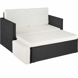 TecTake 800693 Divano Lounge in Rattan, Doppia Sdraio, Pouf con Cuscino, Elevato Comfort di Seduta - Disponibile in Diversi Colori (Nero | No. 403124) - 1
