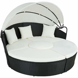 TecTake 800718 Isola Prendisole in Rattan, Tettuccio Parasole Pieghevole, Componibile Versatilità, Resistente Raggi UV, Cuscini Idrorepellenti -Disponibile in Diversi Colori (Nero | No. 403280) - 1