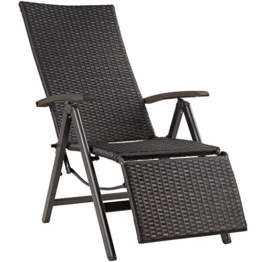 TecTake 800720 Poltrona Relax con Poggiapiedi, Sedia da Giardino, Braccioli e Schienale Regolabile, 76 x 57,5 x 113 cm - Disponibile in Diversi Colori (Nero | No. 403218) - 1