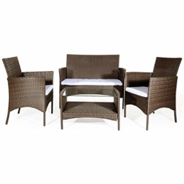 VERDELOOK Caprera, Salotto da Giardino in polyrattan, 1 Divano, 2 poltrone e Tavolo Marrone - 1